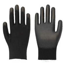 Factory Wholesale 13 Gauge Black Nylon Polyester PU Anti Static Gloves For Electricity